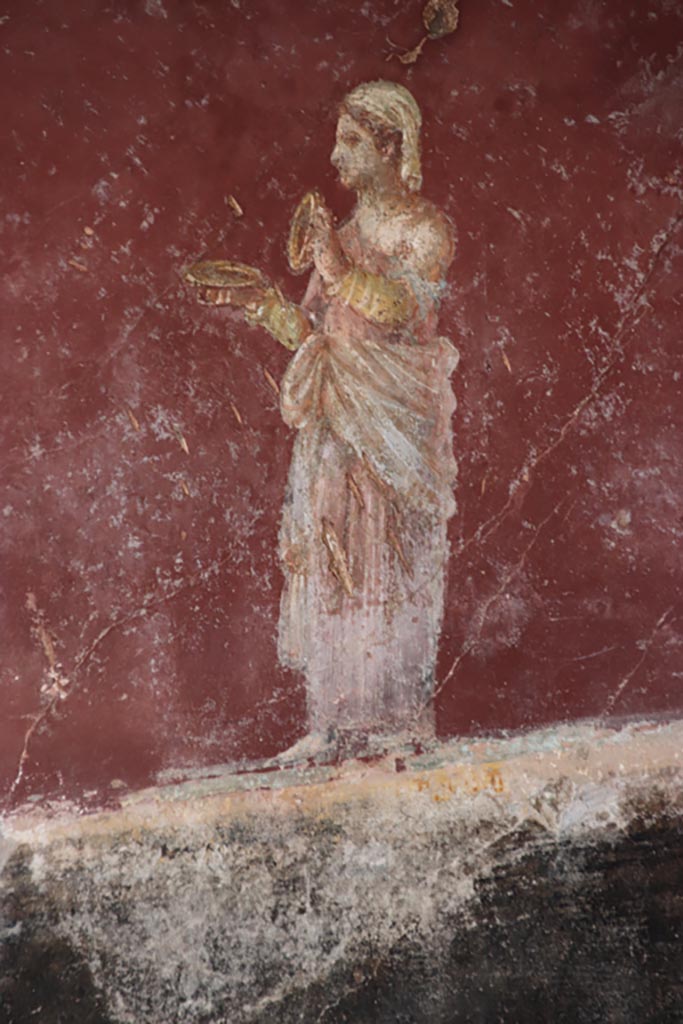 Villa San Marco, October 2022. 
Room 30, painted figure on north wall. Photo courtesy of Klaus Heese.