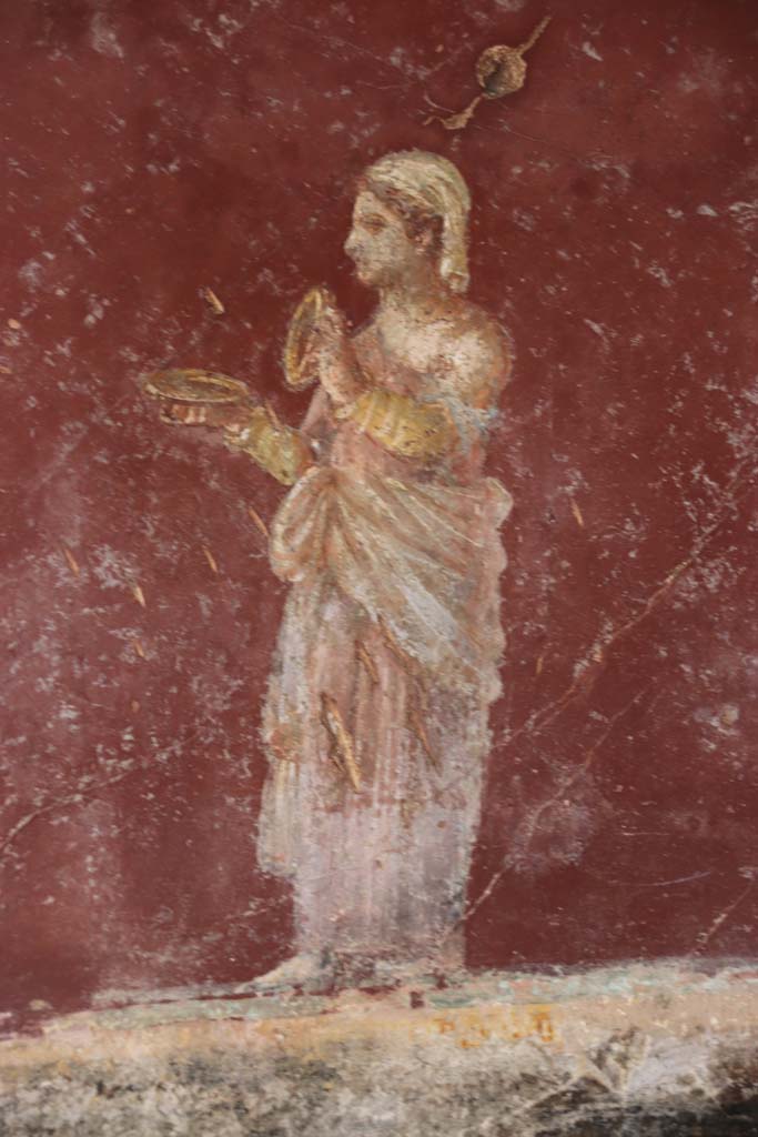 Villa San Marco, Stabiae, September 2019. 
Room 30, detail of figure on north wall. Photo courtesy of Klaus Heese.