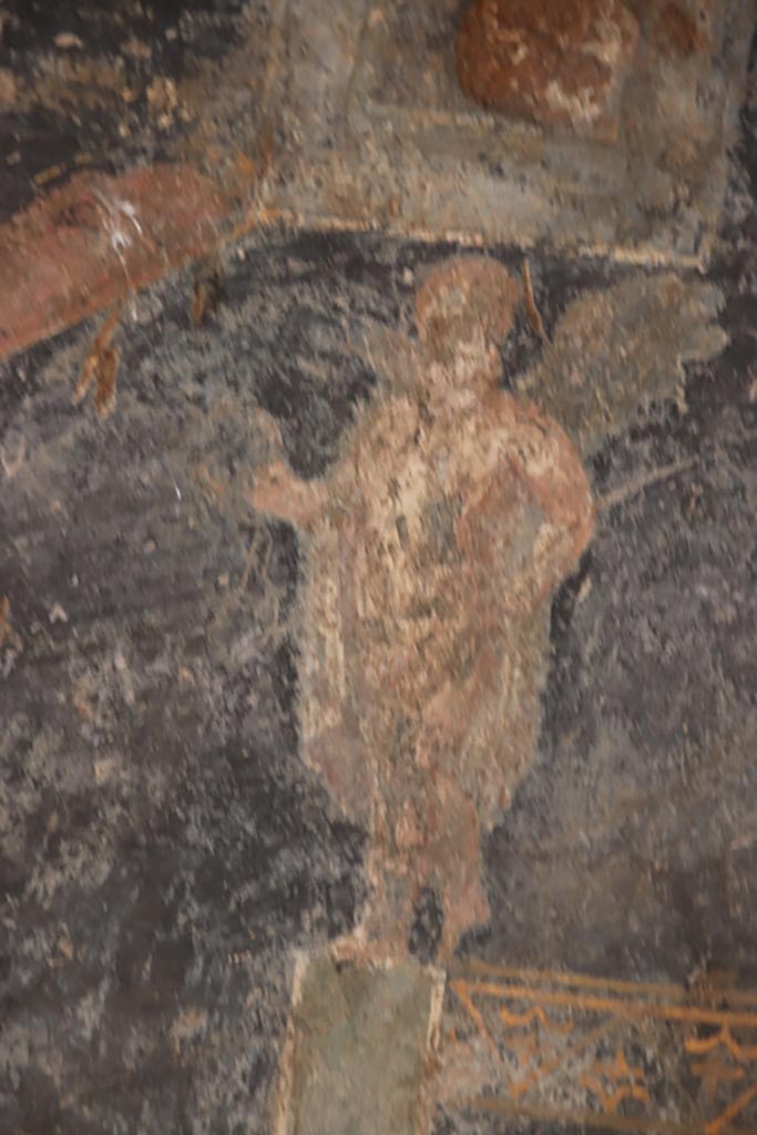 Villa San Marco, Stabiae, October 2022. 
Room 53, detail from lower north wall in north-east corner. Photo courtesy of Klaus Heese.
