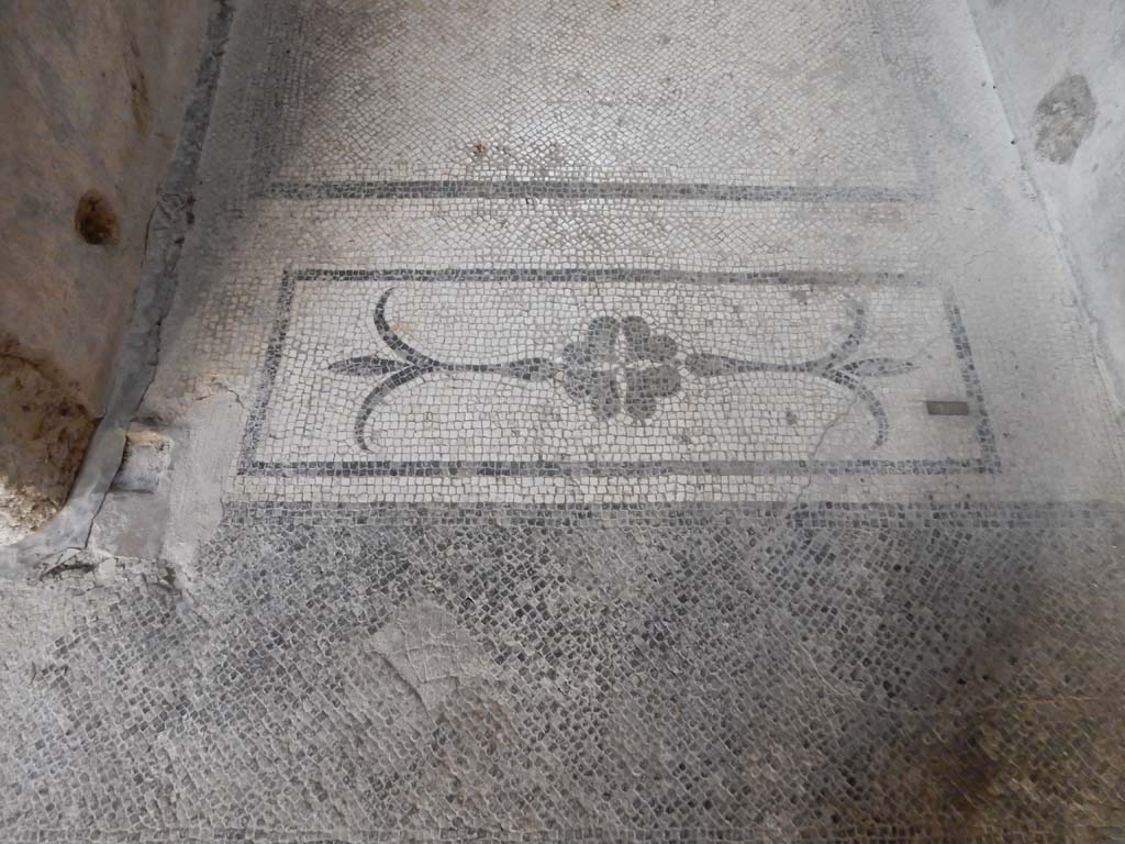 Villa San Marco, Stabiae, June 2019. Corridor 49, mosaic threshold in doorway, looking south from atrium. 
Photo courtesy of Buzz Ferebee