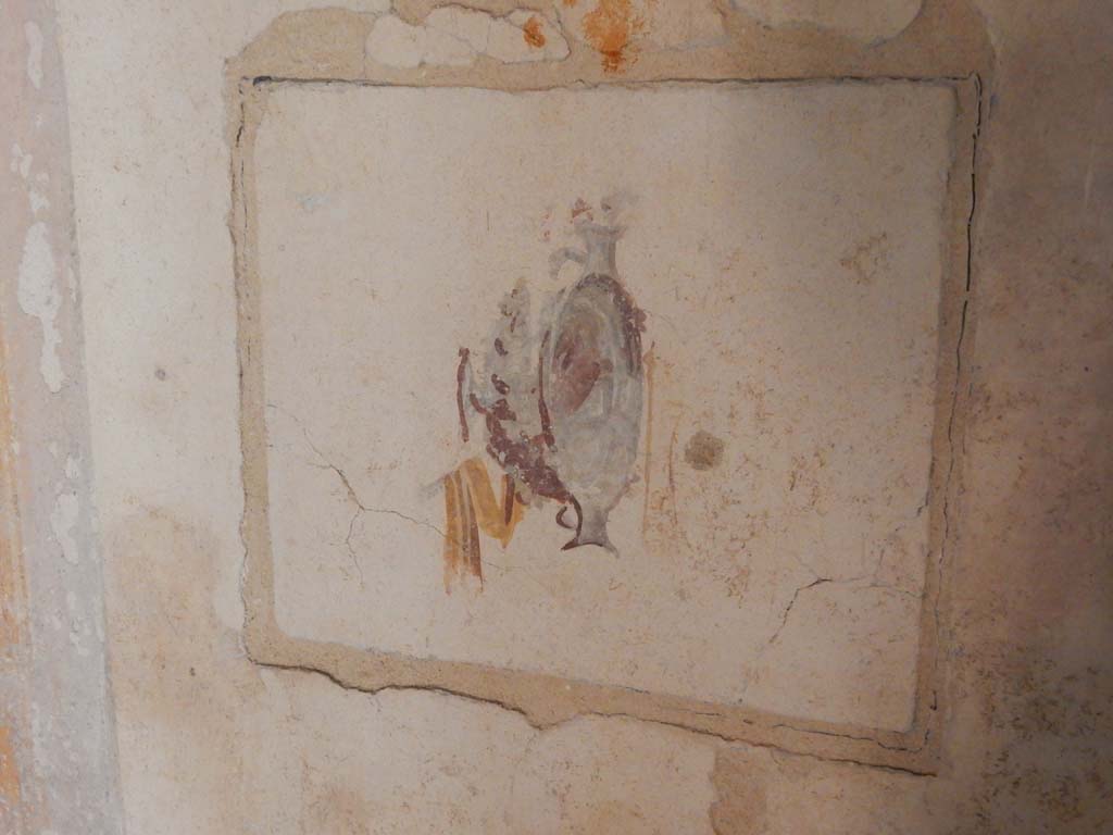 Villa San Marco, Stabiae, June 2019. Room 52, painted panel from lower centre of west wall. 
Photo courtesy of Buzz Ferebee
