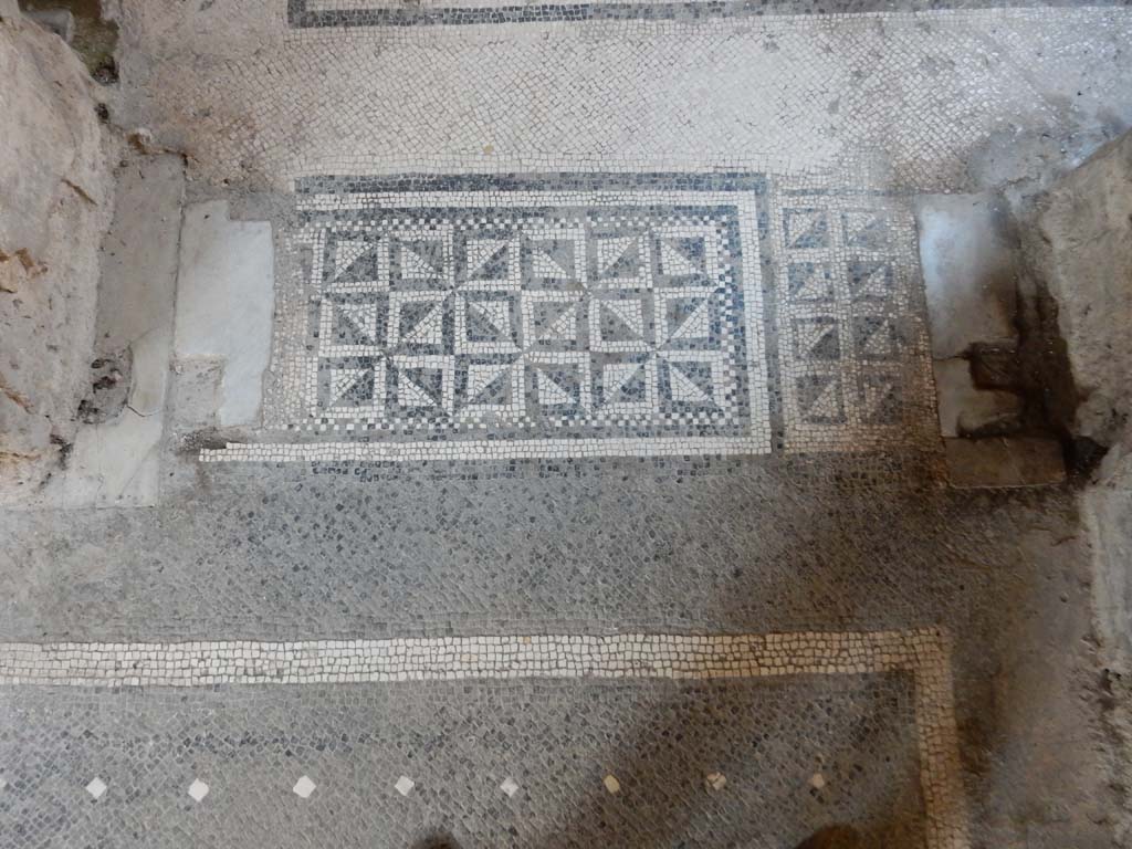 Villa San Marco, Stabiae, June 2019. Room 44, north-west corner of atrium, with threshold to corridor 32.
Photo courtesy of Buzz Ferebee