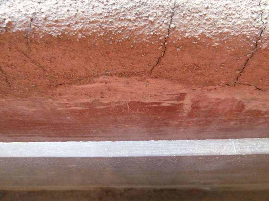 Villa San Marco, Stabiae, September 2015. Corridor 32, detail of graffiti on east wall.