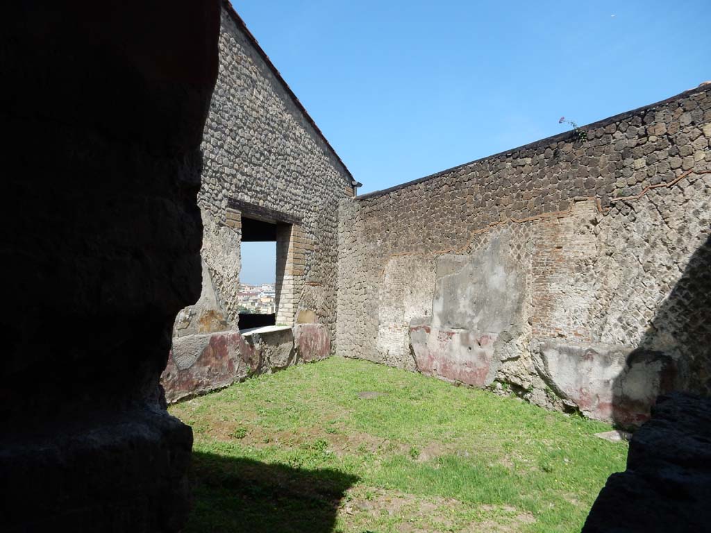 Villa San Marco, Stabiae, June 2019. Room 19, looking towards north-west corner with window in west wall to room 21.  
Photo courtesy of Buzz Ferebee