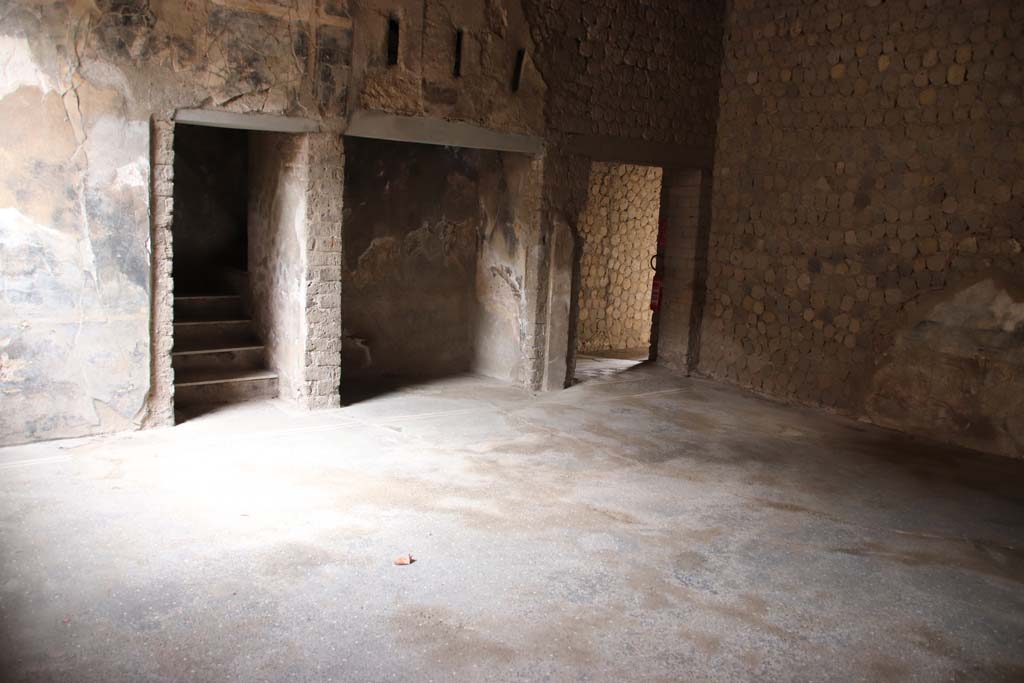 Villa San Marco, Stabiae, September 2019. 
Room 23, looking towards west side with stairs to upper floor (33), alcove (34) and doorway to room 36. Photo courtesy of Klaus Heese.