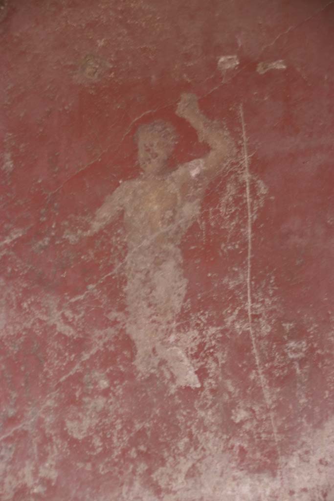 Villa San Marco, Stabiae, September 2019. Room 25, painted figure from rear east wall of alcove, at south end.
Photo courtesy of Klaus Heese.