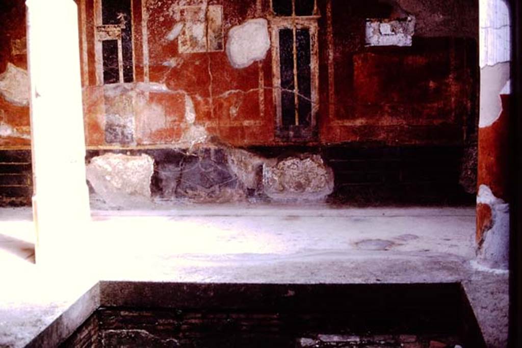 Villa San Marco, Stabiae, c.1960’s, possibly 1961. North side of tetrastyle atrium or frigidarium.  Photo by Stanley A. Jashemski.
Source: The Wilhelmina and Stanley A. Jashemski archive in the University of Maryland Library, Special Collections (See collection page) and made available under the Creative Commons Attribution-Non Commercial License v.4. See Licence and use details. Jmit0128