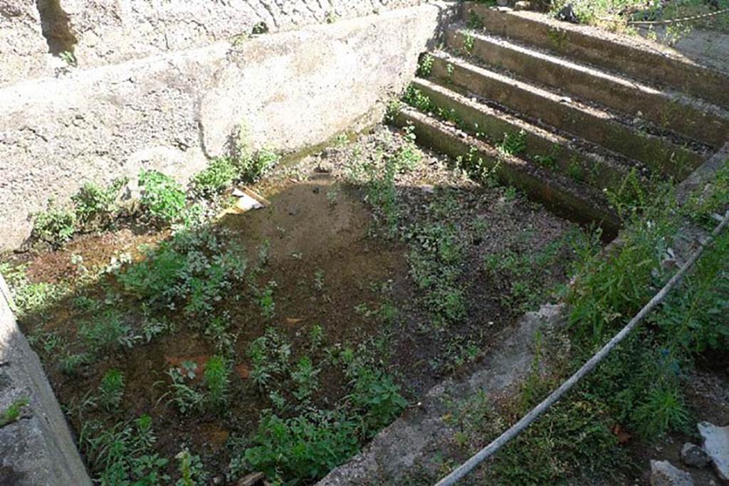 Villa San Marco, Stabiae, July 2010. 
Room 42a, swimming pool in frigidarium with steps leading down into it. Photo courtesy of Michael Binns.