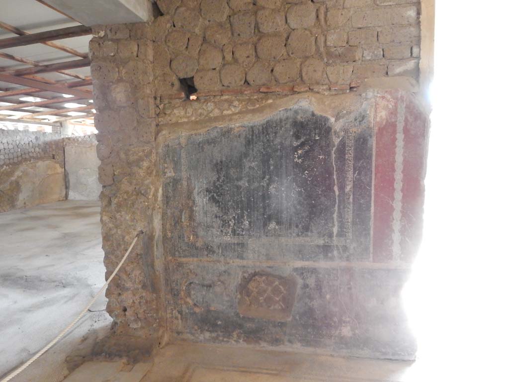 Villa San Marco, Stabiae, June 2019. Room 35, east wall at north end, with doorway to room 48, on left. 
Photo courtesy of Buzz Ferebee