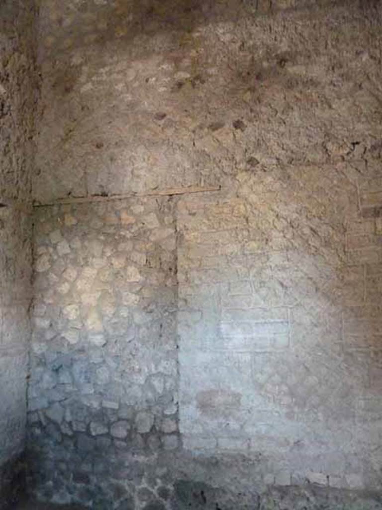 Villa of Mysteries, Pompeii. May 2010. Room 45, west wall with blocked door, originally to room 46.
