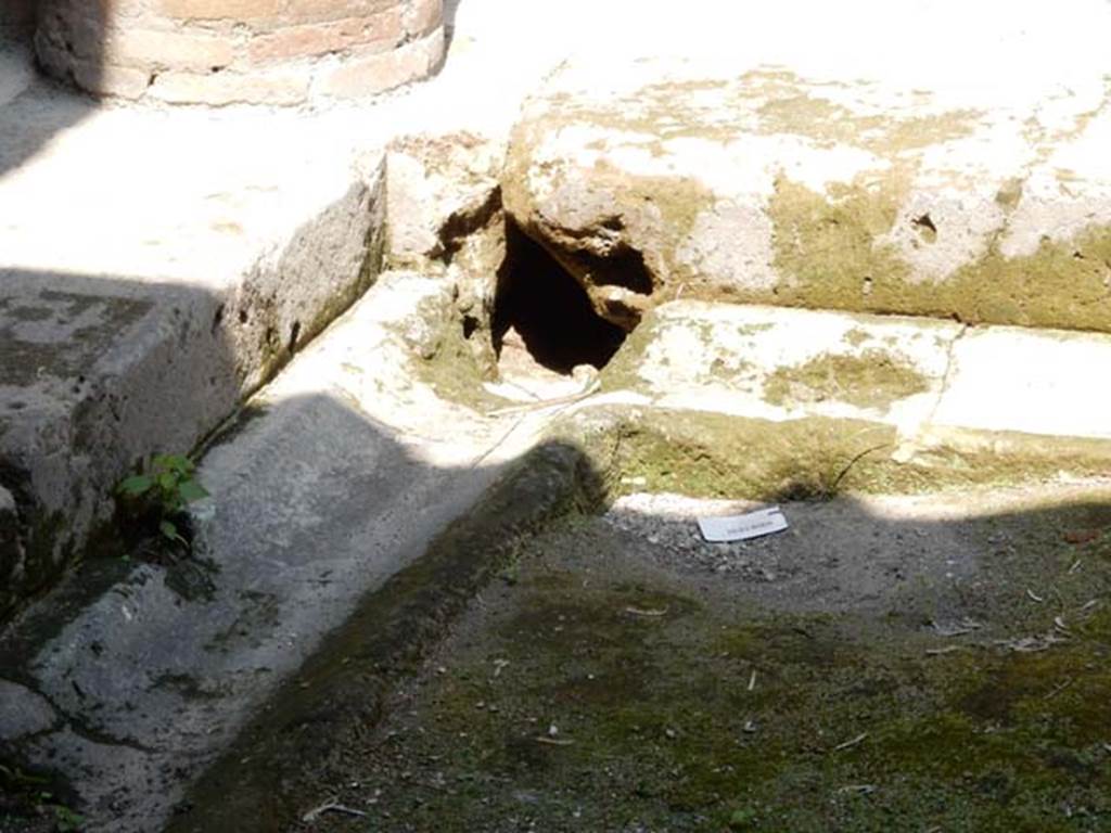 Villa of Mysteries, Pompeii. May 2015. Looking east towards north-east corner of gutter in room 62. Photo courtesy of Buzz Ferebee.
