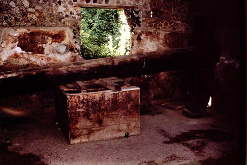 Villa of Mysteries, Pompeii. 1966. Room 48-9, looking north towards window and length of beam. Photo by Stanley A. Jashemski.
Source: The Wilhelmina and Stanley A. Jashemski archive in the University of Maryland Library, Special Collections (See collection page) and made available under the Creative Commons Attribution-Non Commercial License v.4. See Licence and use details.
J66f1029