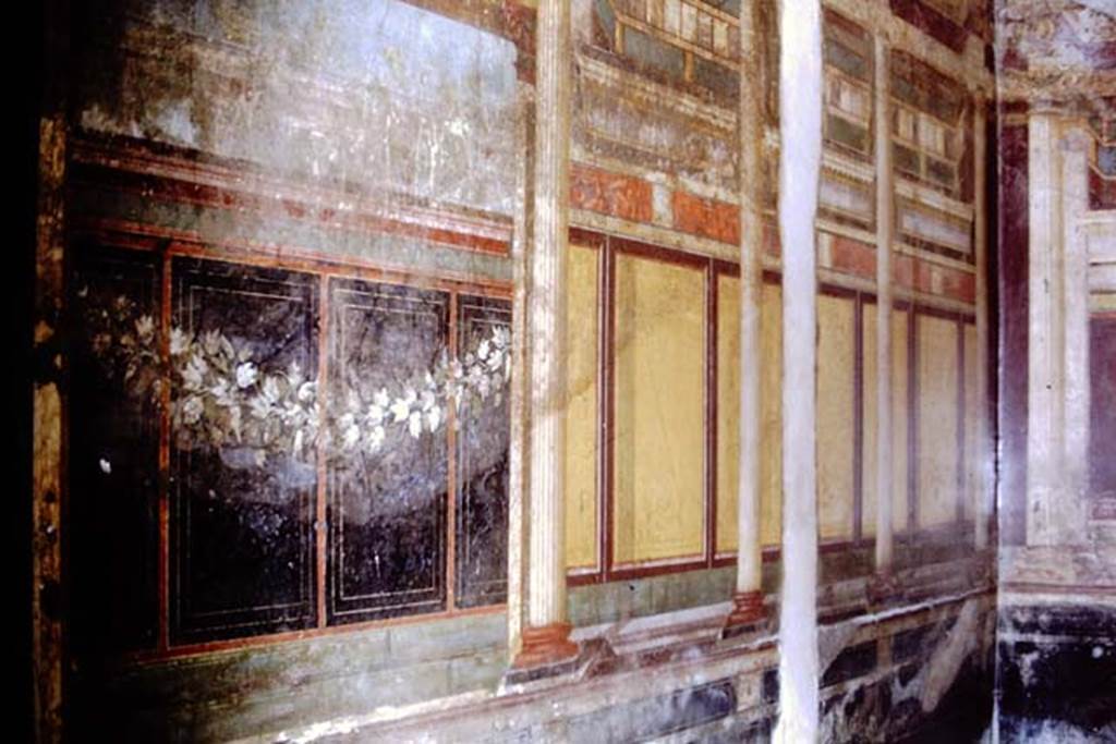 Villa of Mysteries, Pompeii. 1968. Room 6, looking north along west wall. Photo by Stanley A. Jashemski.
Source: The Wilhelmina and Stanley A. Jashemski archive in the University of Maryland Library, Special Collections (See collection page) and made available under the Creative Commons Attribution-Non Commercial License v.4. See Licence and use details.
J68f1392