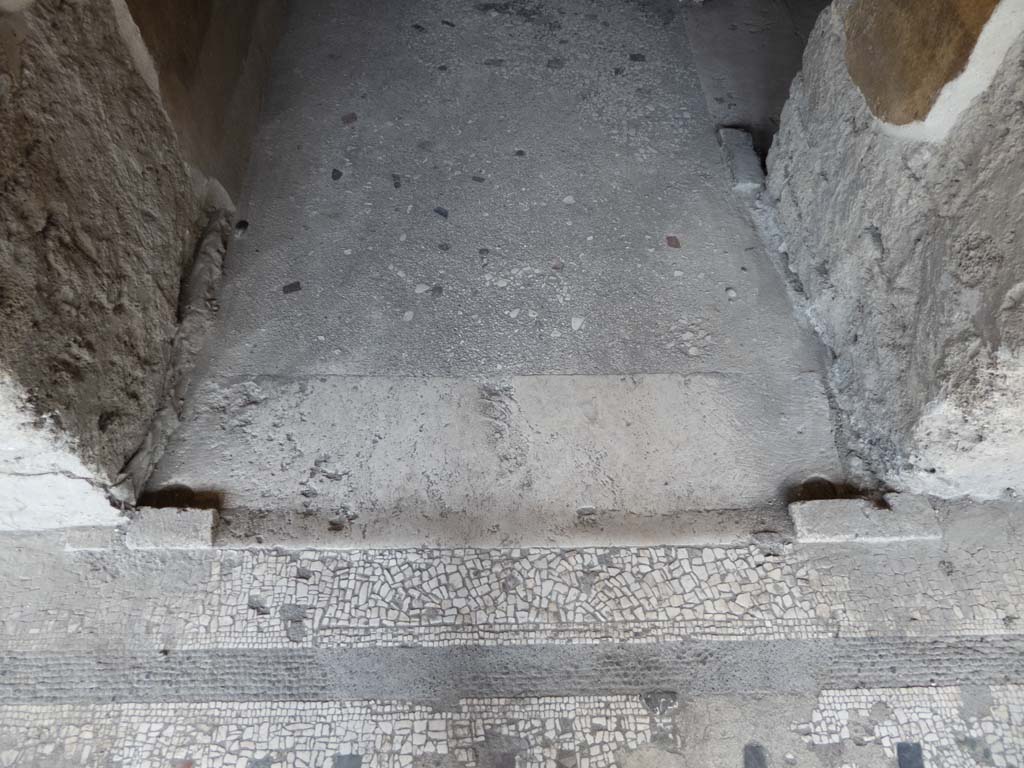 Villa of Mysteries, Pompeii. September 2017. Doorway threshold into corridor F1, from portico P1.
Foto Annette Haug, ERC Grant 681269 DÉCOR.