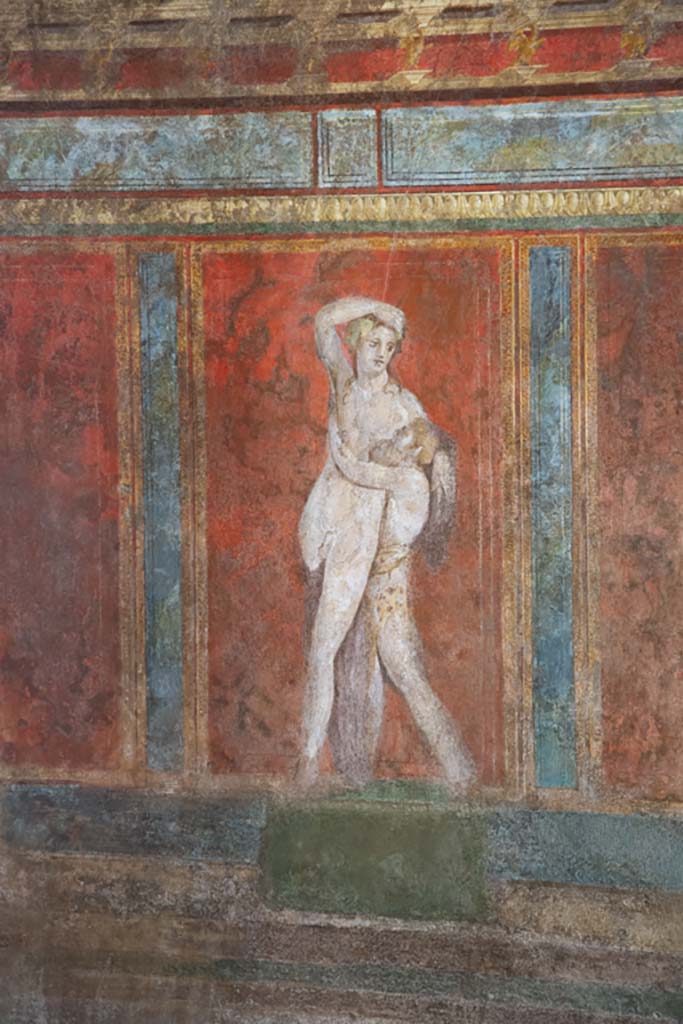 Villa of Mysteries, Pompeii. November 2017. 
Room 4, wall paintings on east wall in north-east corner.
Foto Annette Haug, ERC Grant 681269 DÉCOR.