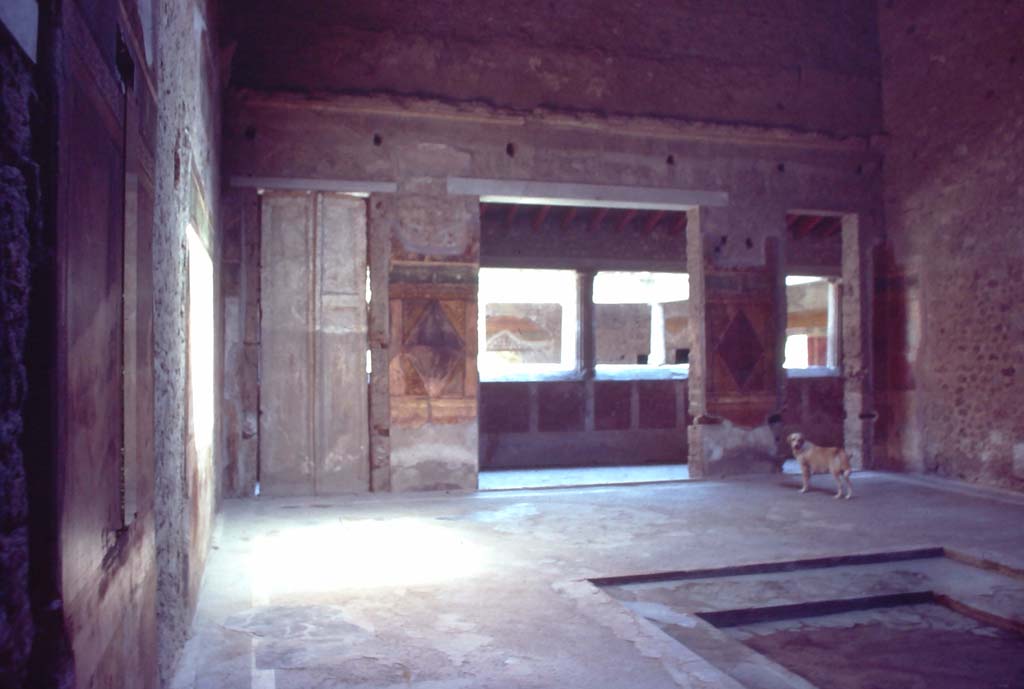 Villa dei Misteri, Pompeii. October 1981. Room 64, looking east across atrium towards peristyle.
Photo courtesy of Rick Bauer, from Dr George Fay’s slides collection.