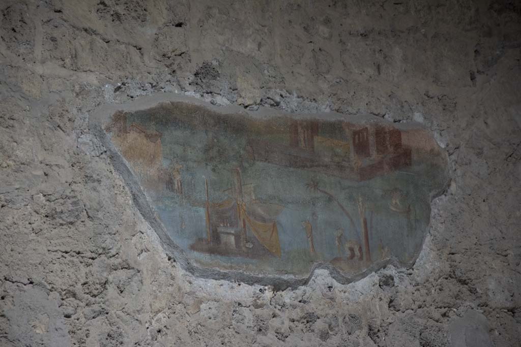 Villa of Mysteries, Pompeii. March 2019. Room 64, wall painting of Nile scene from north wall of atrium.
Foto Annette Haug, ERC Grant 681269 DÉCOR.
