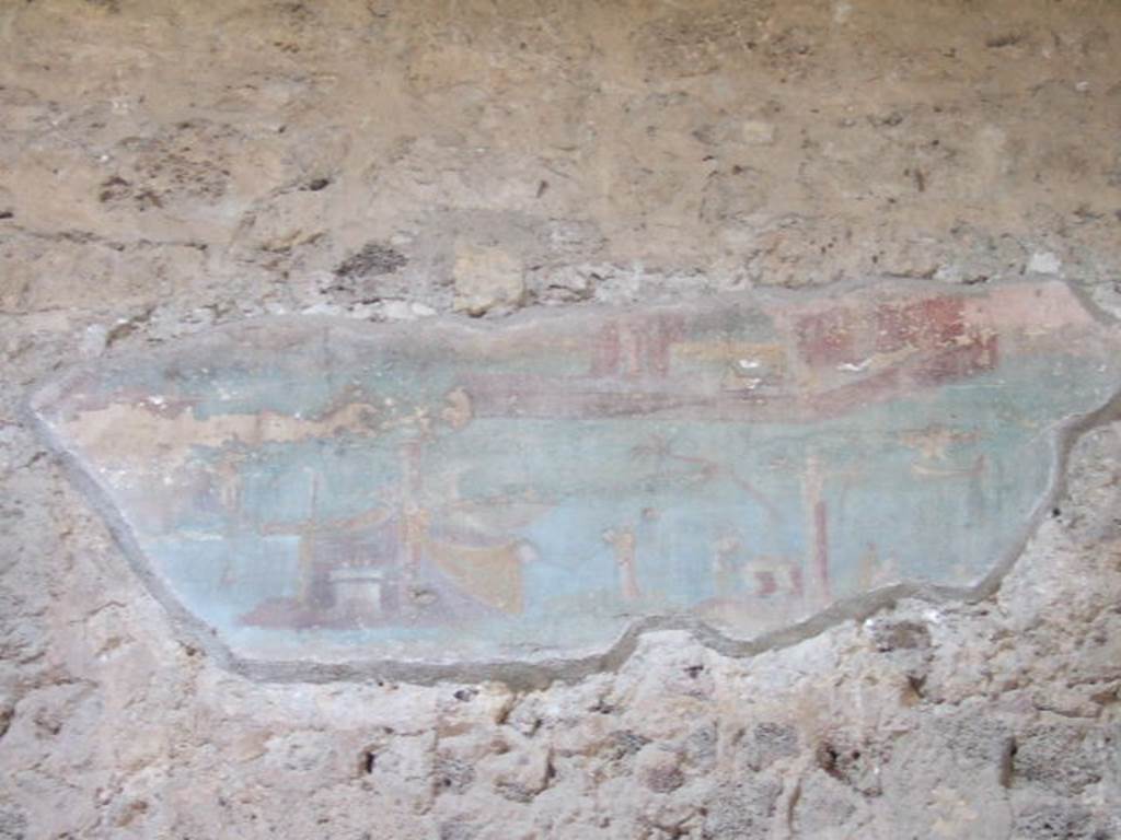 Villa of Mysteries, Pompeii. May 2006. Room 64, north wall of atrium. Wall painting of Nile scene.