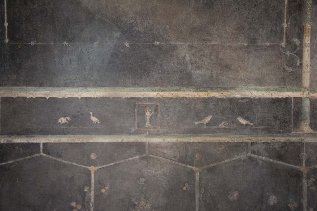 Villa of Mysteries, Pompeii. March 2019. Room 2, tablinum, detail from west end of north wall.
Foto Annette Haug, ERC Grant 681269 DÉCOR.