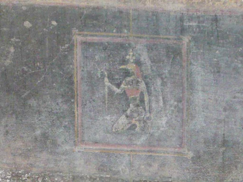 Villa of Mysteries, Pompeii. May 2012. Room 2, tablinum, detail from east end of the north wall. Photo courtesy of Buzz Ferebee.