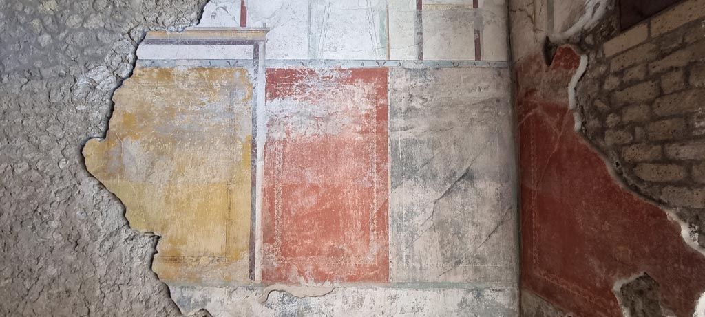 Villa Regina, Boscoreale. December 2023. Room IV, looking towards east wall and south-east corner. Photo courtesy of Miriam Colomer.