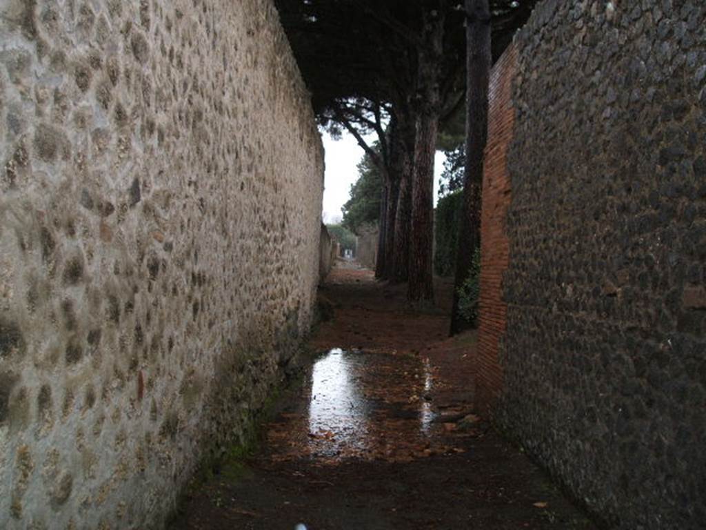 Unnamed vicolo between II.9 and II.7. Looking north from junction with Via della Palestra. December 2004.