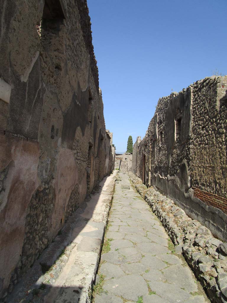 Unnamed vicolo between IX.5 and IX.6. April 2019. Looking east from junction with Vicolo di Tesmo.
Photo courtesy of Rick Bauer.