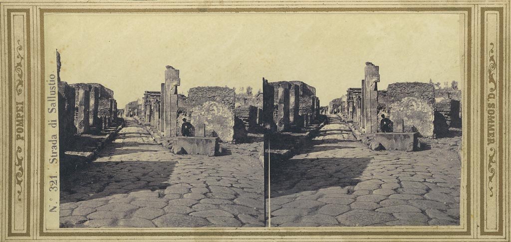 Via Consolare at junction with Vicolo di Narciso. 
1860-1870s stereoview by Sommer entitled Strada di Sallustio. Photo courtesy of Rick Bauer.