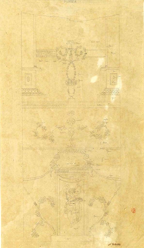 VI.17.9/11, or Irace at VI.17.00. 1826 drawing by P-A Poirot.
See Poirot, P. A., 1826. Carnets de dessins de Pierre-Achille Poirot. Tome 2 : Pompeia, pl. 79.
See Book on INHA  Document placé sous « Licence Ouverte / Open Licence » Etalab