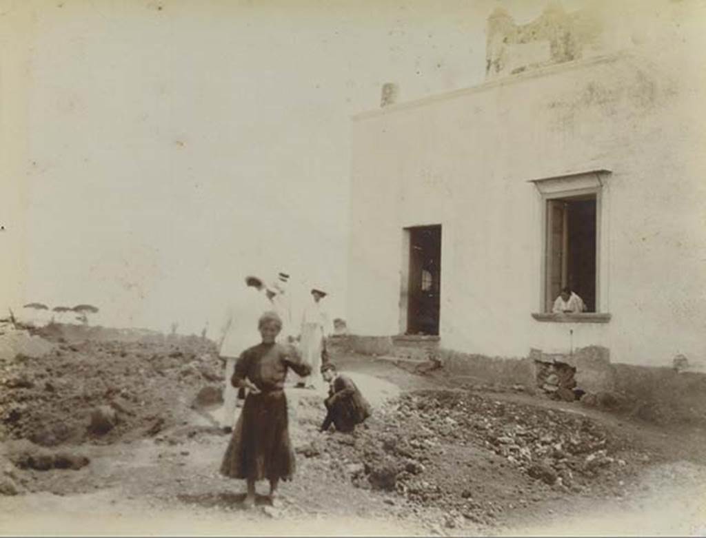 Pompeii. 1905. House buried in lava, with wording below. Photo courtesy of Rick Bauer.