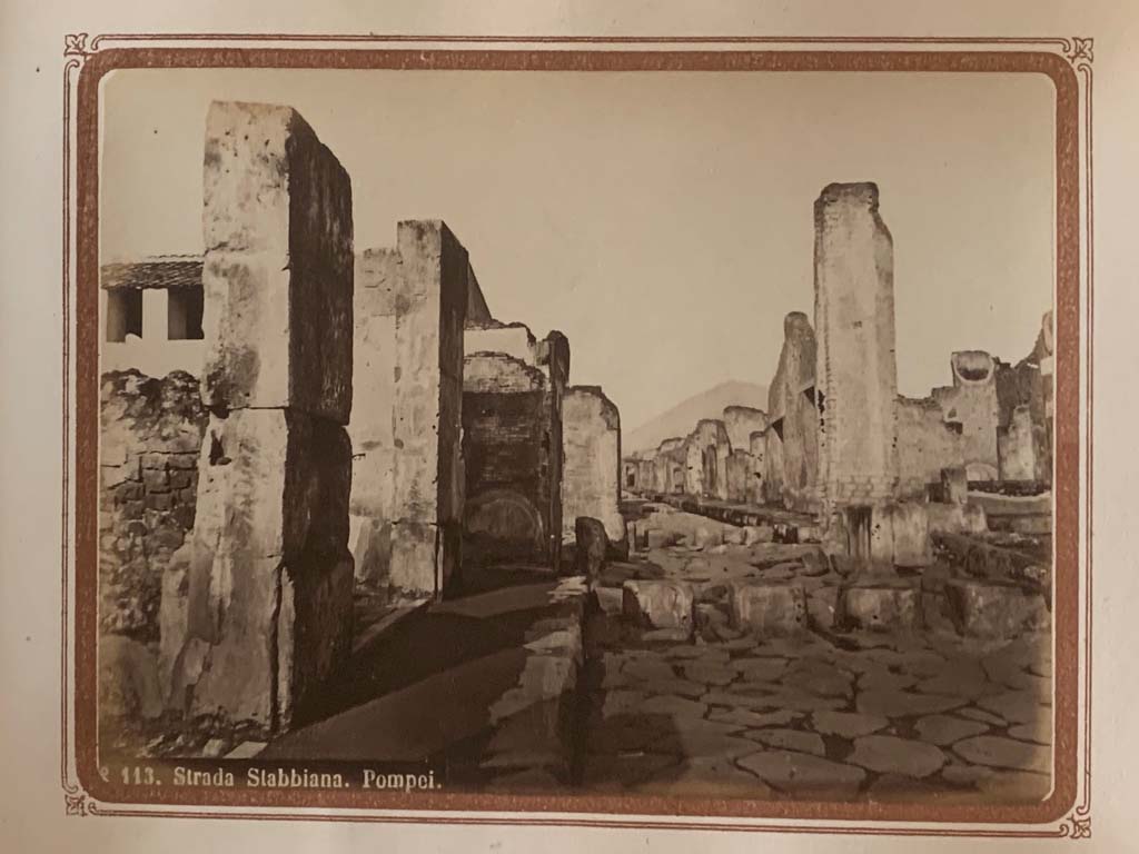 Via Stabiana, Pompeii. From an album by Roberto Rive, dated 1868. 
Looking north at Holconius’ crossroads. Photo courtesy of Rick Bauer.