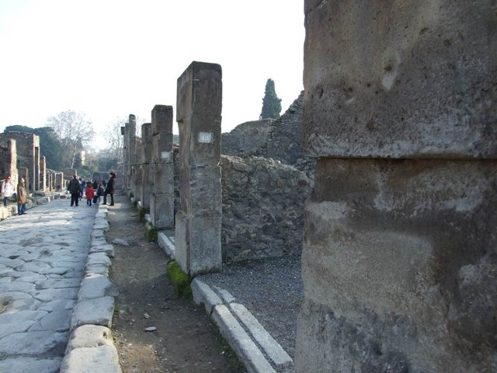 Via Stabiana, west side. December 2007.  Looking south from VIII.4.18.