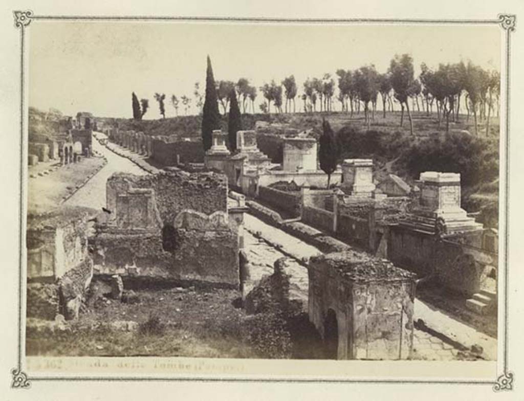 Via dei Sepolcri. From an album dated February 1874. Looking south, to junction with Via Superior. 
Photo courtesy of Rick Bauer.