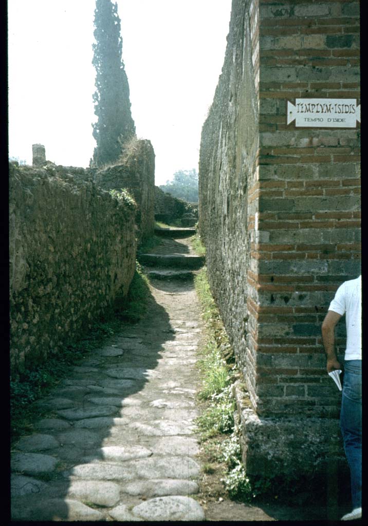 VIII.7.27 Alley leading to the summa cavea (upper area) of Large Theatre. Looking south.  
Photographed 1970-79 by Günther Einhorn, picture courtesy of his son Ralf Einhorn.