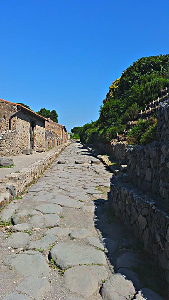 Via del Vesuvio, Pompeii. 2015/2016.
Looking north between VI.16 and V.6, from near VI.16.7, on left.
Photo courtesy of Giuseppe Ciaramella.