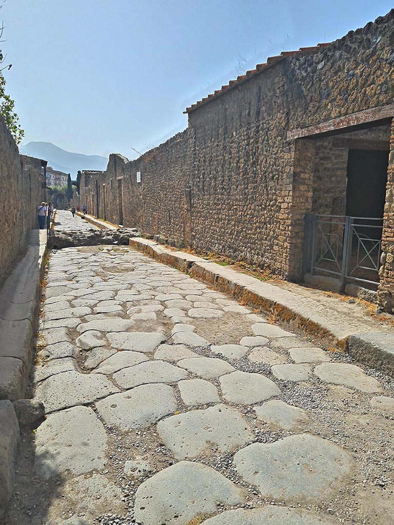 Via di Nocera, Pompeii, between II.9 and I.14. September 2024. 
Looking south from junction with Via di Castricio. Photo courtesy of Giuseppe Ciaramella.
