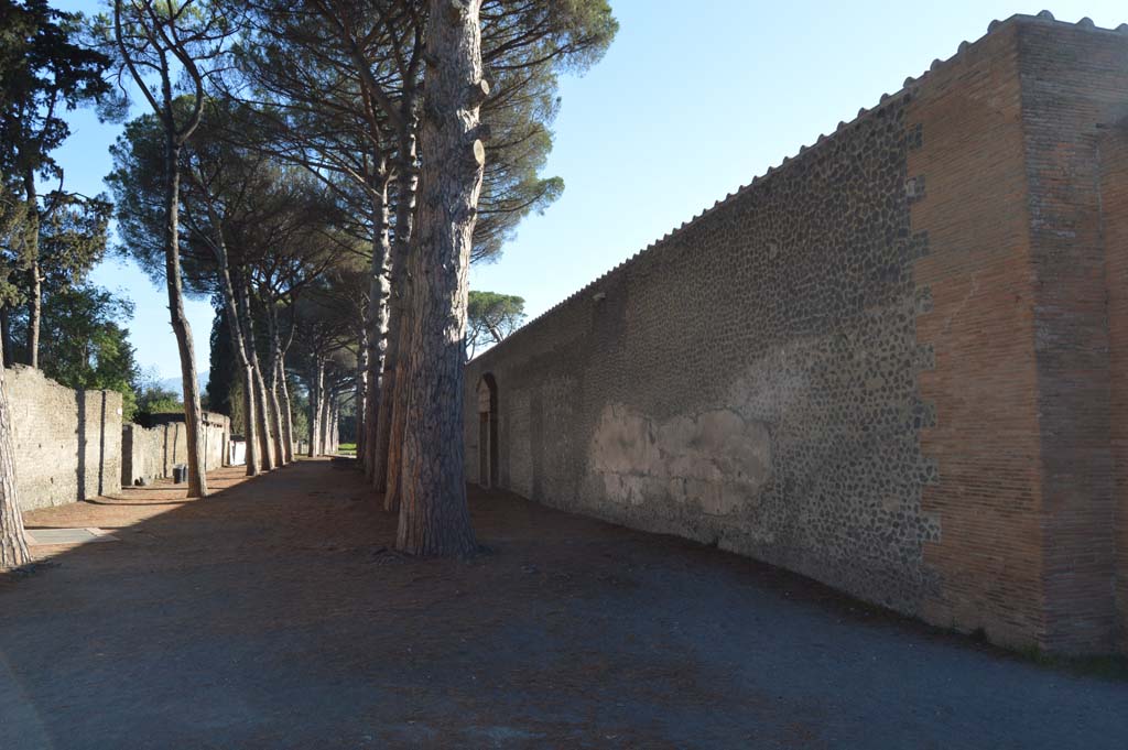 Via di Castricio, south side, Pompeii. October 2017. Looking east along north wall of the Palestra, on right.
Foto Taylor Lauritsen, ERC Grant 681269 DÉCOR.