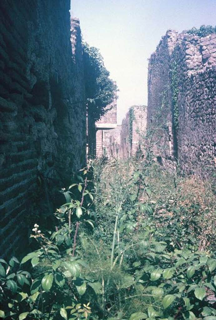 Vicolo del Balcone Pensile, Pompeii. August 1965. Looking east from near VII.12.32
Photo courtesy of Rick Bauer.