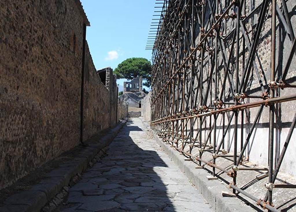 Vicolo del Labirinto, July 2012. Looking north towards Tower X, at end of the roadway. Photo courtesy of John Vanko. His father took the identical photo in February 1952, see below.