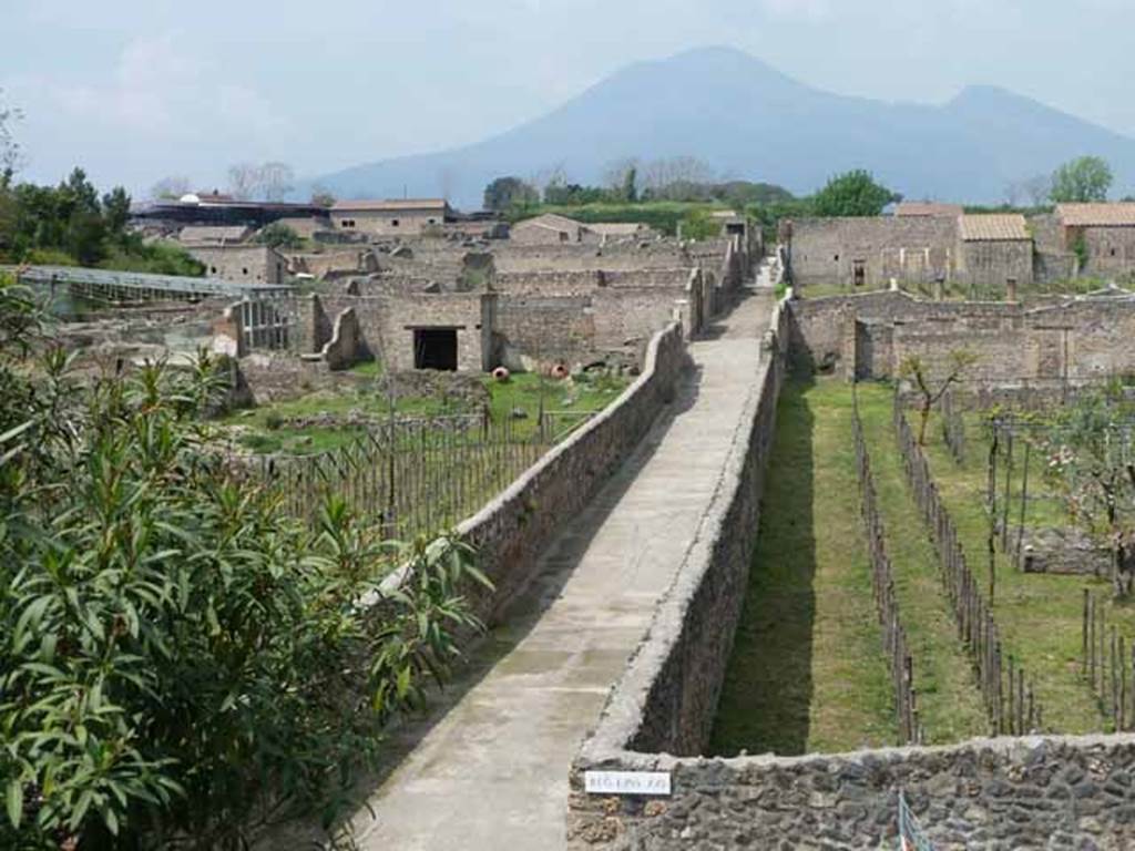 Vicolo della Nave Europa. May 2010. Looking north between I.21 and I.22.