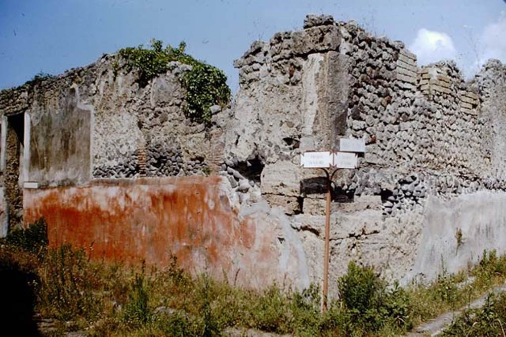 Vicolo di Balbo. Pompeii. 1964. Looking north at junction with Vicolo di Balbo, on left, and Vicolo di Tesmo, on right. Photo by Stanley A. Jashemski.
Source: The Wilhelmina and Stanley A. Jashemski archive in the University of Maryland Library, Special Collections (See collection page) and made available under the Creative Commons Attribution-Non Commercial License v.4. See Licence and use details.
J64f1600