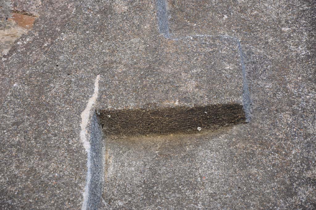 Vicolo di Tesmo, east side, Pompeii. July 2017. Detail from upper wall on south side of doorway at IX.5.22.
Foto Annette Haug, ERC Grant 681269 DÉCOR
