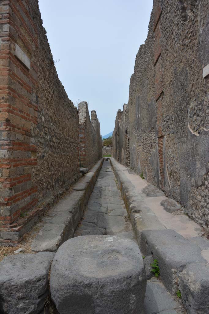 Vicolo di Tesmo, Pompeii. May 2017. 
Looking north from junction with Unnamed Vicolo between IX.4 and IX.3, on left, and IX.5 and IX.6, on right.
Foto Christian Beck, ERC Grant 681269 DÉCOR