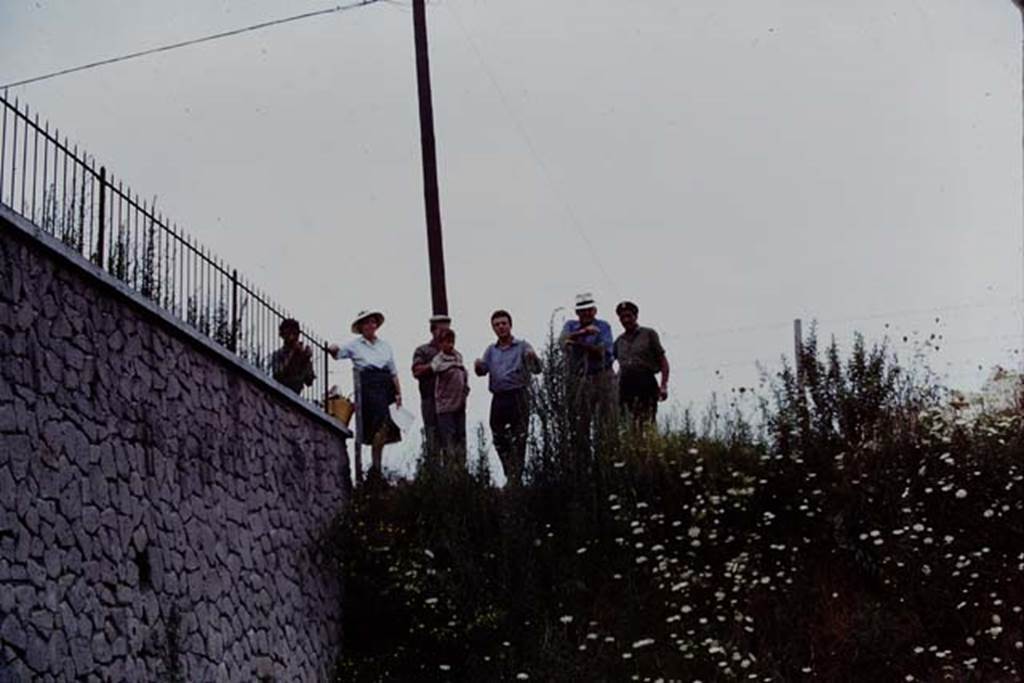 Scafati, 1968. The Jashemski group looking down onto the tomb-garden. Photo by Stanley A. Jashemski.
Source: The Wilhelmina and Stanley A. Jashemski archive in the University of Maryland Library, Special Collections (See collection page) and made available under the Creative Commons Attribution-Non Commercial License v.4. See Licence and use details.
J68f1081