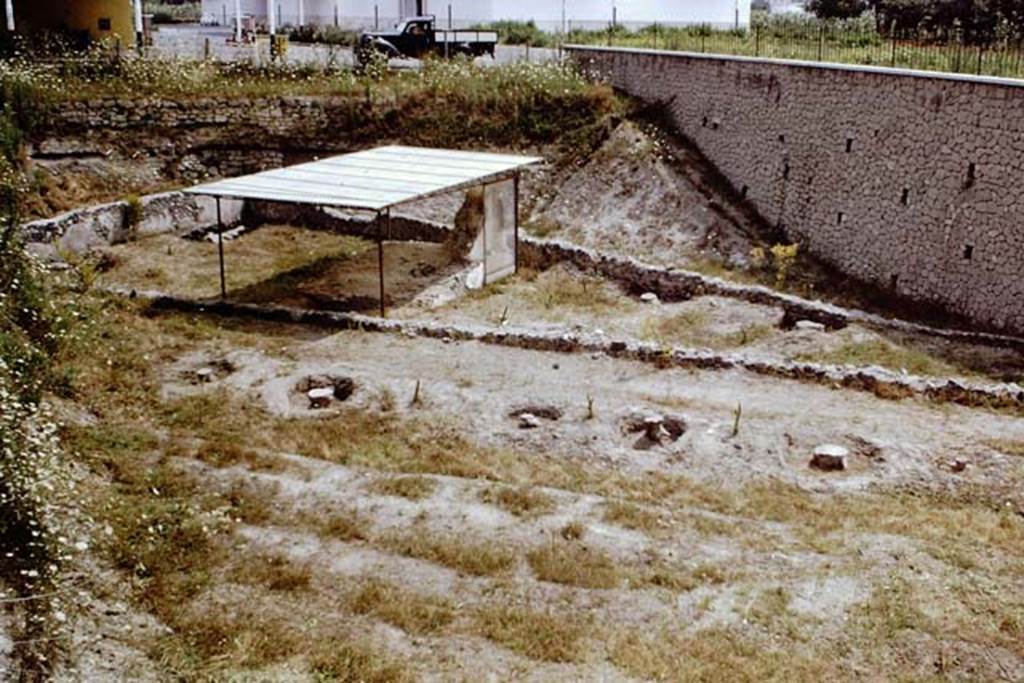 Scafati, 1968. Looking north-east across the furrowed area towards the row of trees, the small roadway, and the walls of the tomb-garden.
Photo by Stanley A. Jashemski.
Source: The Wilhelmina and Stanley A. Jashemski archive in the University of Maryland Library, Special Collections (See collection page) and made available under the Creative Commons Attribution-Non Commercial License v.4. See Licence and use details.
J68f1216