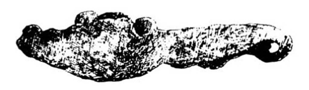 Pompeii Fondo Azzolini. Samnite Tomb IV. Iron utensil found in terracotta kylix.
See Notizie degli Scavi di Antichità, 1911, p. 110-1, fig. 7.