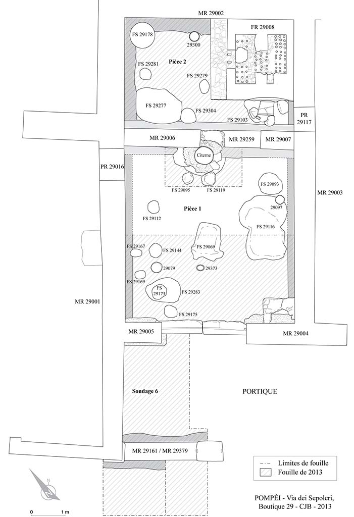 Fig. 2 - HGE29 Pompéi. Plan de la boutique n. 29. 
G. Chapelin, B. Lemaire.