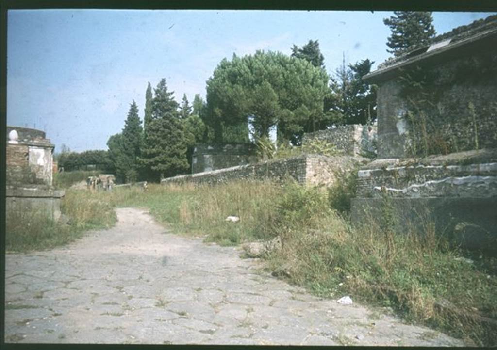 Pompeii Via delle Tombe. South-east side with 3ES and 1ES in the centre.
Photographed 1970-79 by Günther Einhorn, picture courtesy of his son Ralf Einhorn.