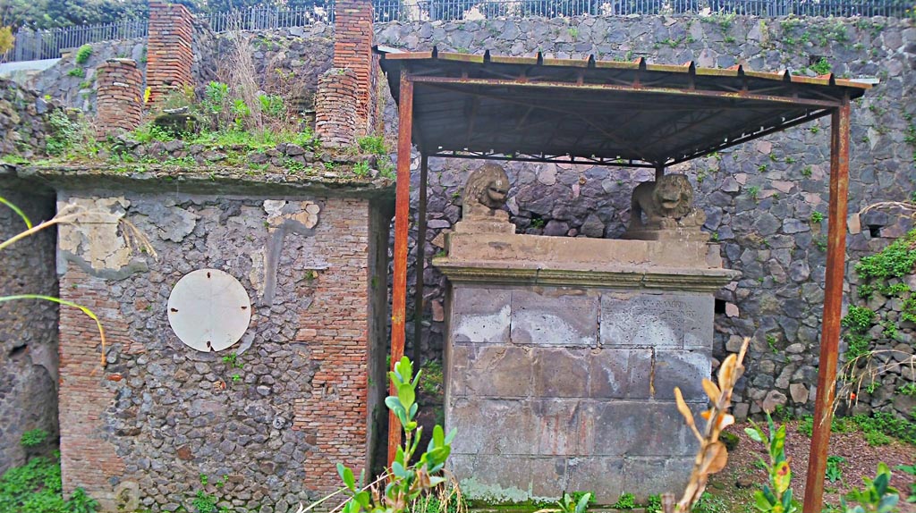 Pompeii Porta Nocera. 2016/2017. 
Looking south toward Tomb 29OS, on left, and 31OS, on right. Photo courtesy of Giuseppe Ciaramella.