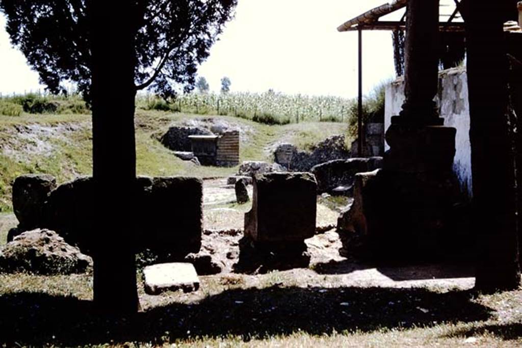 VGK Pompeii. 1964. Looking east from rear of schola tomb.  Photo by Stanley A. Jashemski.
Source: The Wilhelmina and Stanley A. Jashemski archive in the University of Maryland Library, Special Collections (See collection page) and made available under the Creative Commons Attribution-Non Commercial License v.4. See Licence and use details.
J64f1630